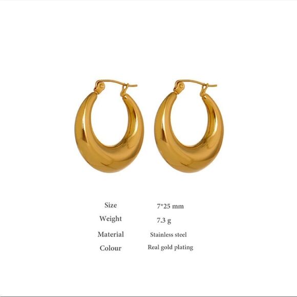 #19 Chunky Gold Hoops - Picture 3 of 5